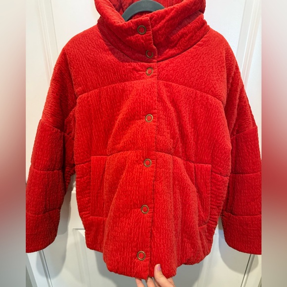 Anthropologie Women’s Coral Maeve Jackson Corduroy Puffer Jacket Coat Size Large - Picture 4 of 10